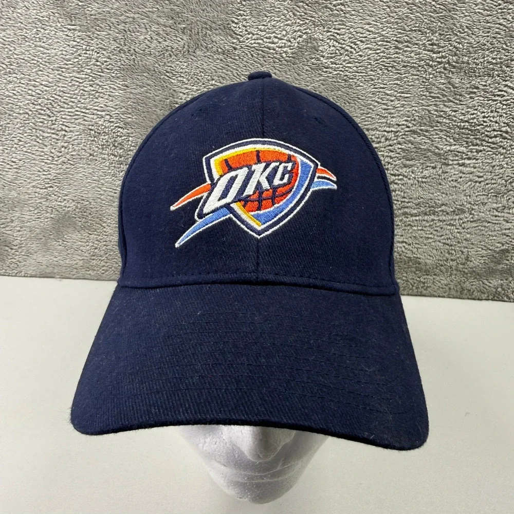 Adidas Oklahoma City Thunder NBA Hat Kids L/XL Navy Blue OKC Stretch Fit Cap